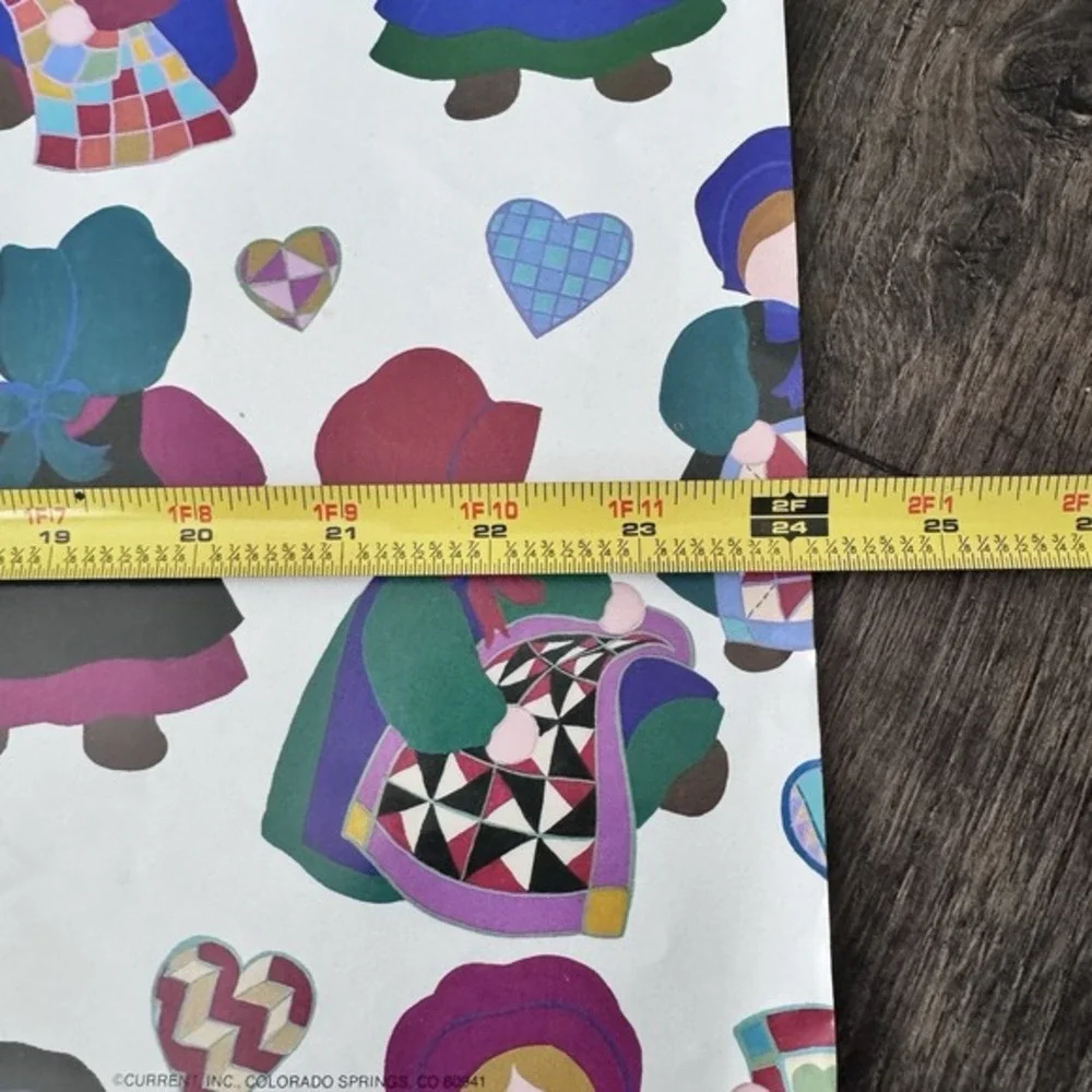 VTG 80s Folk Art Country Schoolhouse Amish Gift Wrap Paper Current‎ Inc NOS
